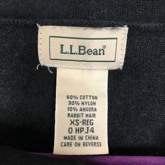 L.L.Bean Black Bow Accent Boat Neckline Angora Rabbit Hair Blend Sweater XS - Picture 2 of 4